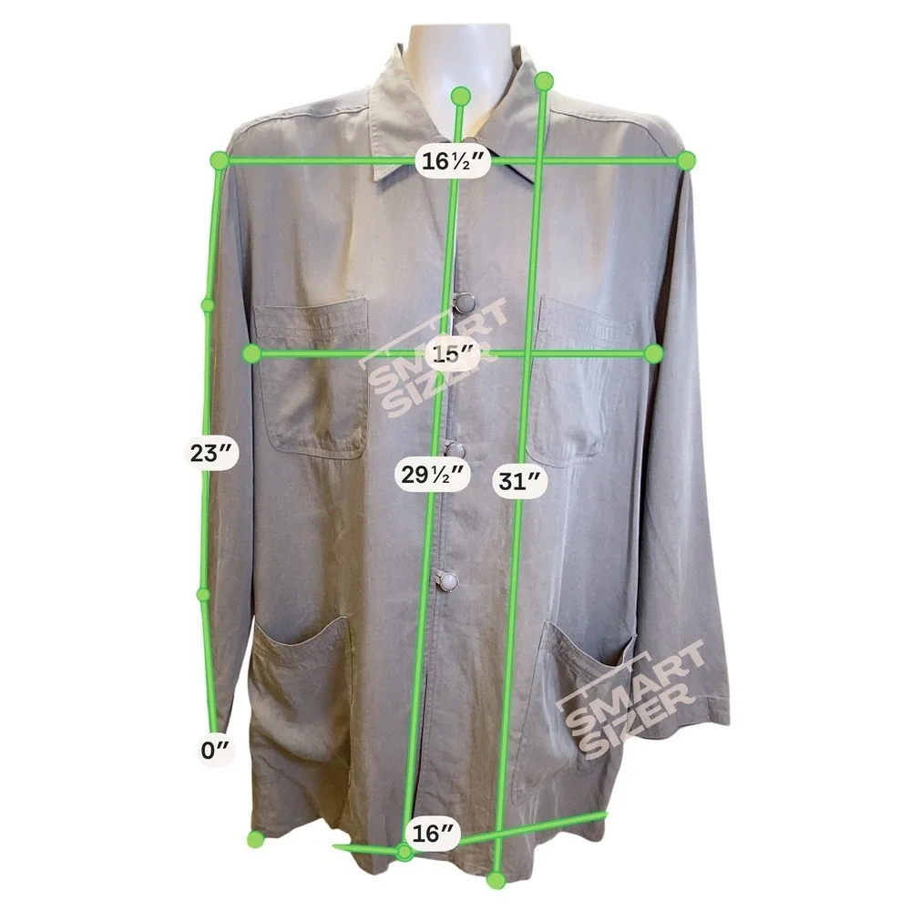 El Corte Ingles Shirt Jacket Womens Large Gray 4-Pocket‎ Longline Shacket